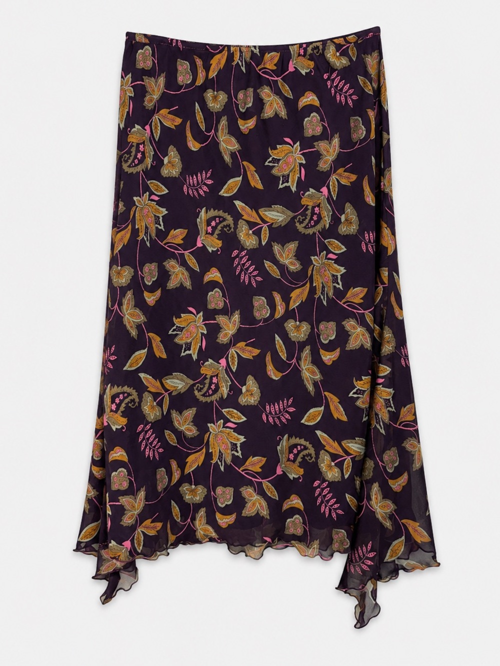 Vintage Women Dark Floral Midi Skirt Size 8  Cottage Peasant Whimsigoth Romantic